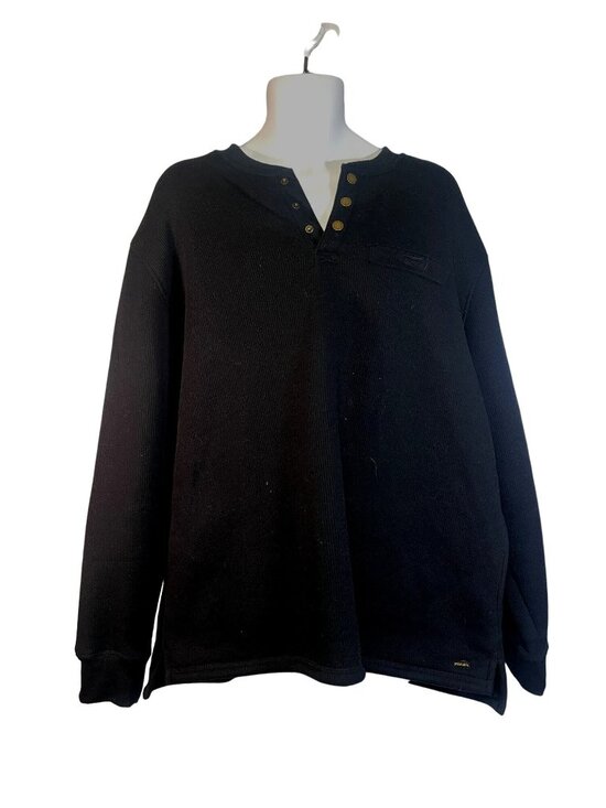 Stanley Other - Stanley Mens Henley Black Long Sleeve Waffle Knit XXL Cotton Polyester Pre-Owned